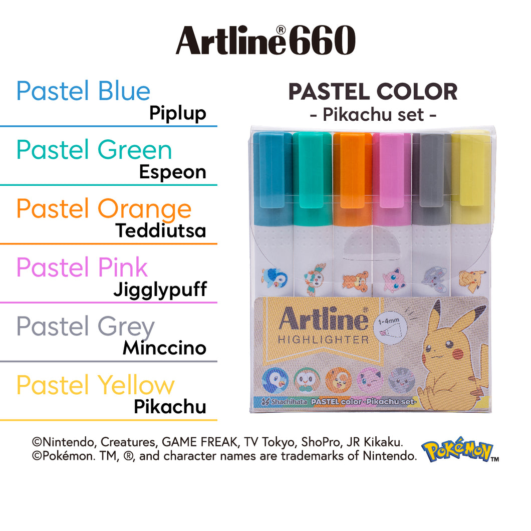 Pokémon x Artline Pastel Highlighter Set
